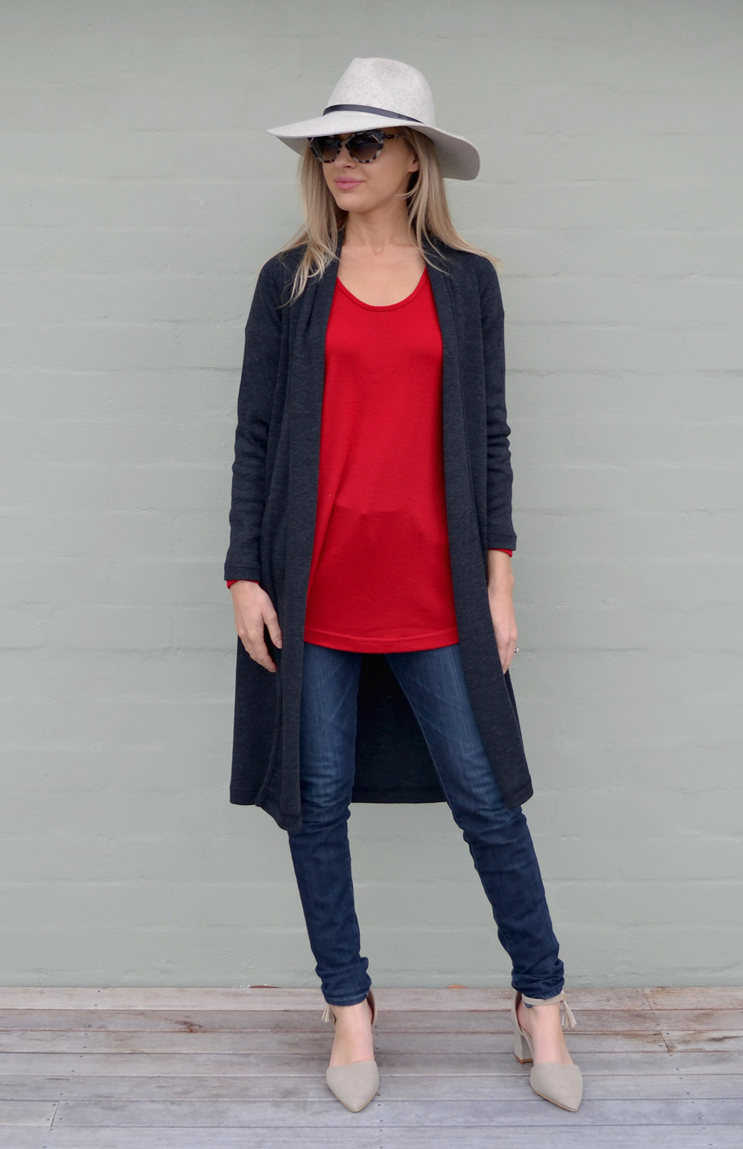 Heavyweight Long Drape Cardigan Women's Dark Charcoal Marl Merino