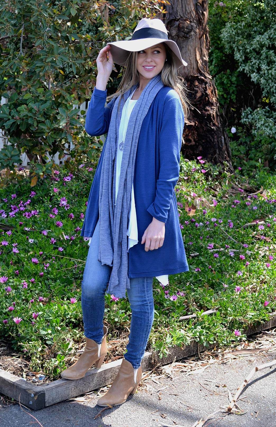 Drape Cardigan Women's Blue Wool Drape Cardigan with no buttons or fastenings Smitten Merino