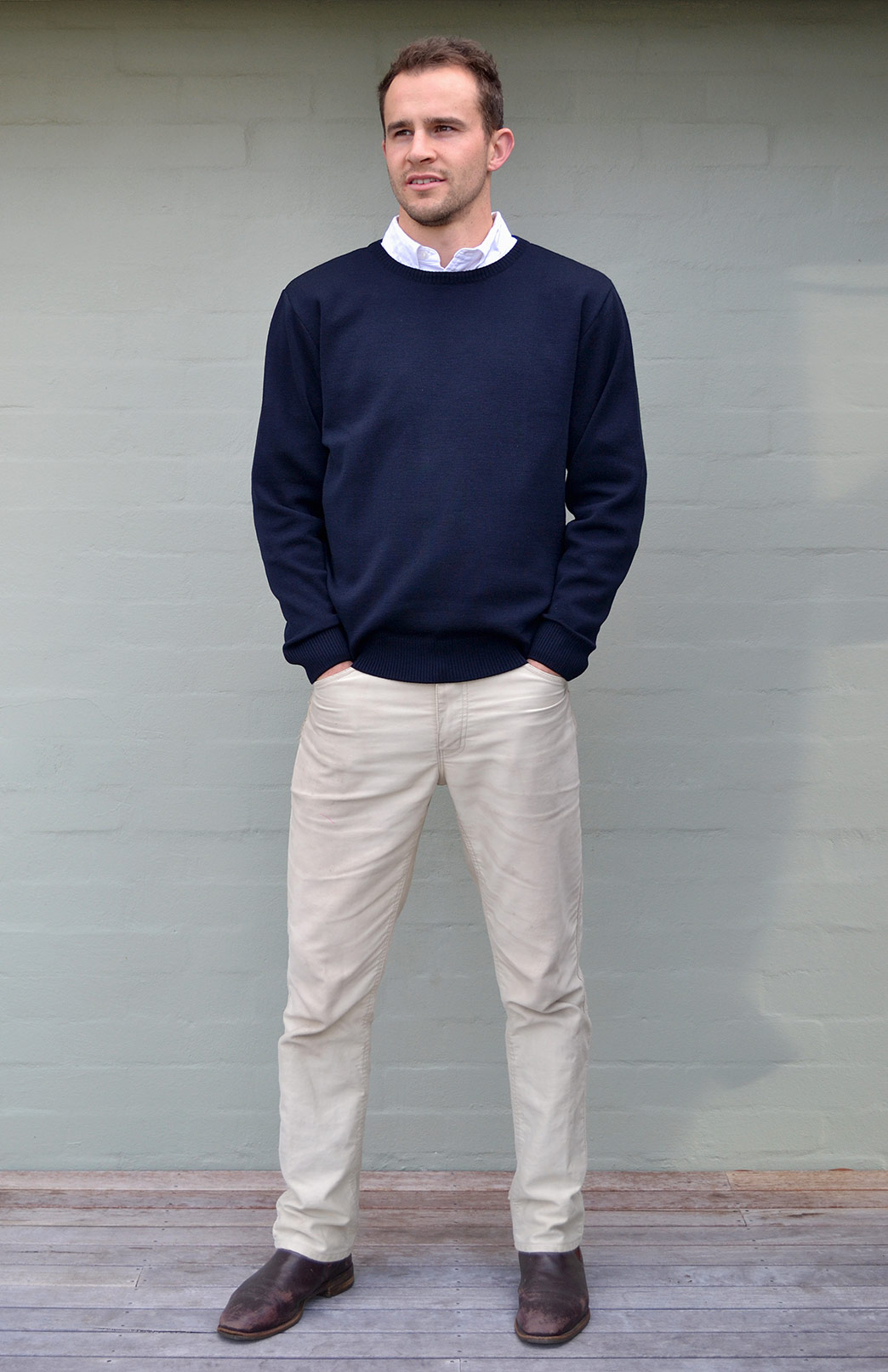 Men's Knitted Wool Round Neck Jumper Men's Superfine Knitted Merino