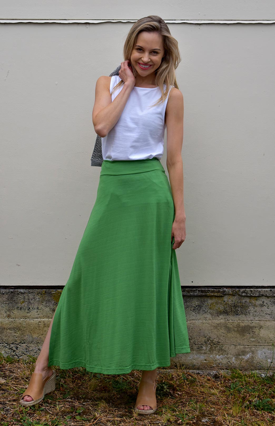Marion Skirt | Women's Green Merino Wool Maxi Skirt | Smitten Merino