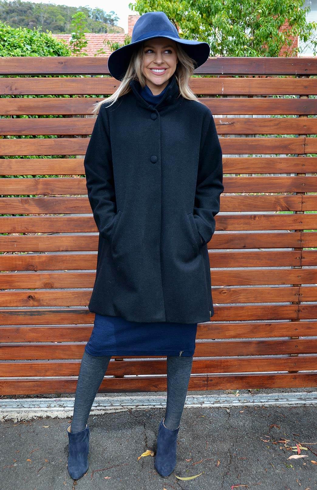 Long Coat Women's Black Superfine Merino Wool Long Winter Coat
