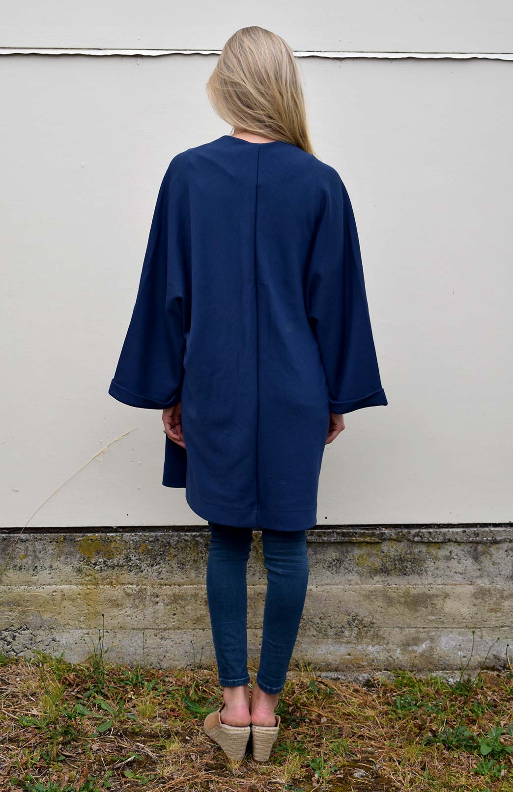 Kimono Coat Women's Indigo Blue Merino Wool Kimono Coat Jacket