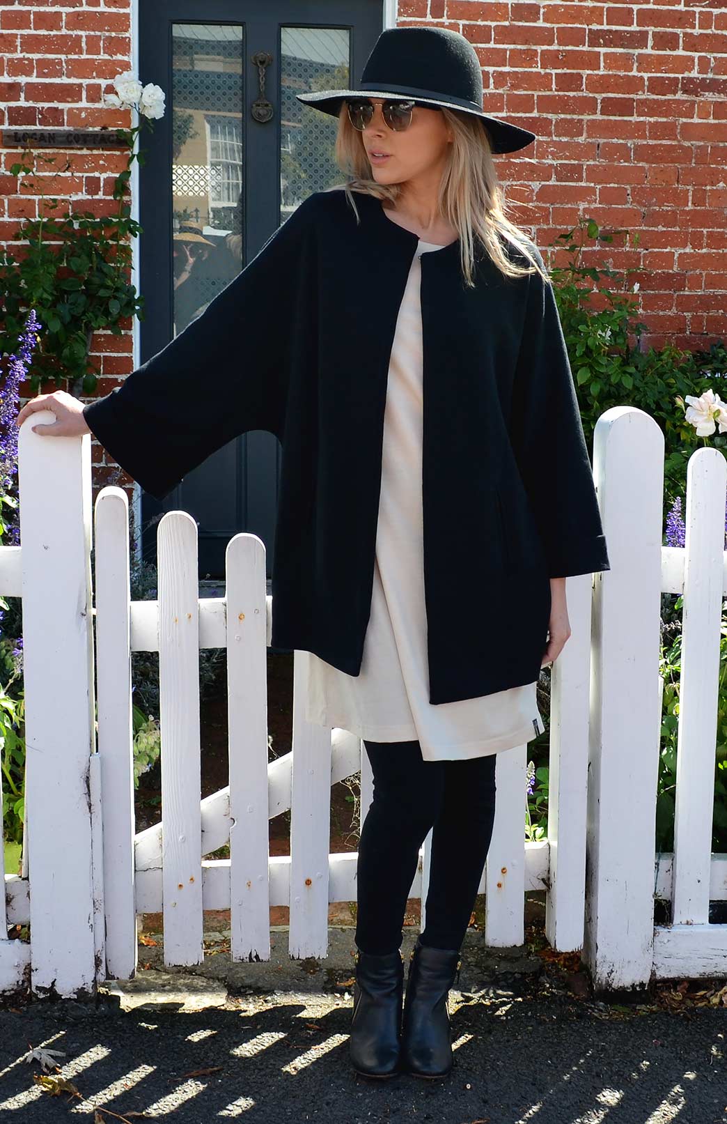 Kimono Coat Women's Black Merino Wool Kimono Coat Jacket Smitten