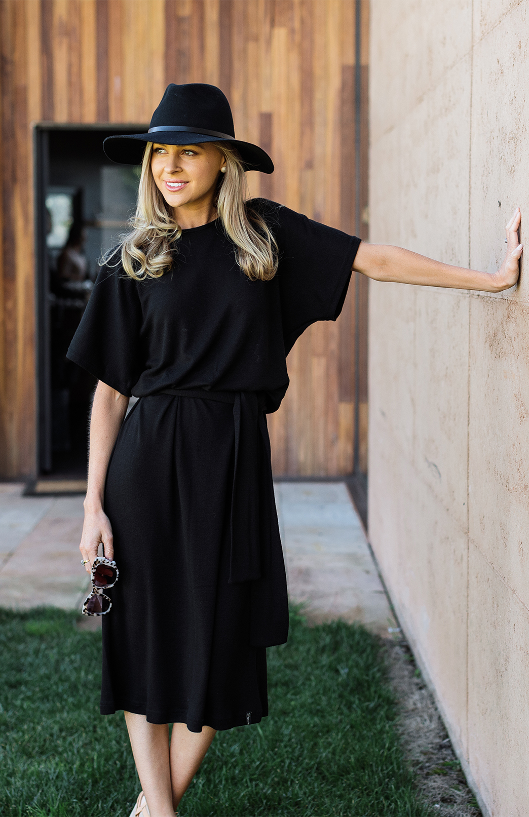 Margo Dress | Women's Knee Length Black Merino Wool Loose ...