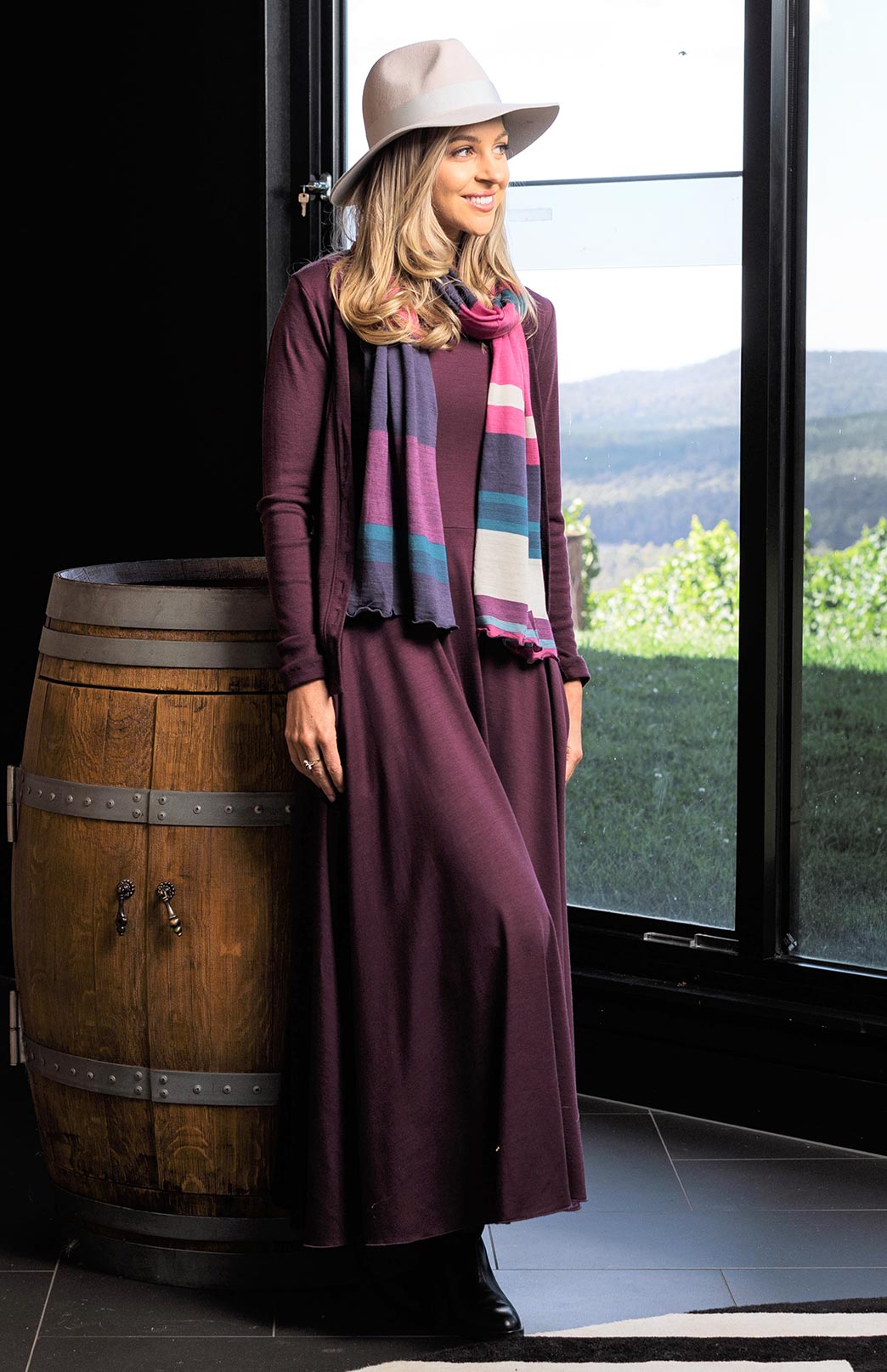Flo Dress | Women's Purple Sleeveless Merino Wool Dress with High
