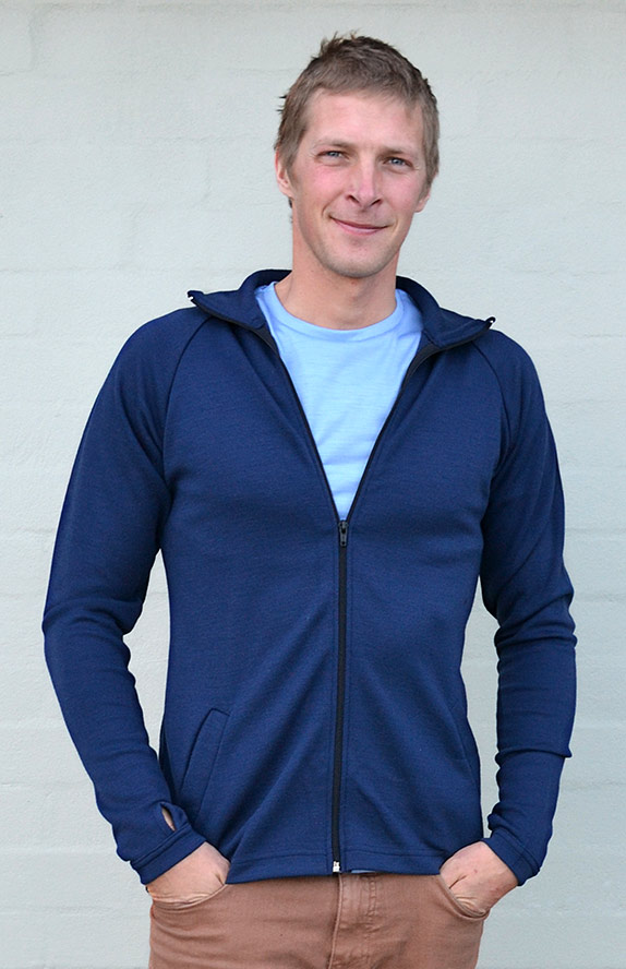 Zip Jacket Heavyweight Men's Indigo Blue Heavyweight Merino Wool